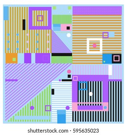 Vector Retro vintage memphis fashion style pattern. Illustration background Ideal for fabric design, paper print and website backdrop. Template background for holiday poster design.