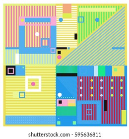 Vector Retro vintage memphis fashion style pattern. Illustration background Ideal for fabric design, paper print and website backdrop. Template background for holiday poster design.