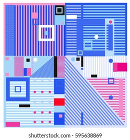Vector Retro vintage memphis fashion style pattern. Illustration background Ideal for fabric design, paper print and website backdrop. Template background for holiday poster design.