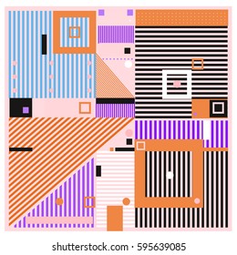 Vector Retro vintage memphis fashion style pattern. Illustration background Ideal for fabric design, paper print and website backdrop. Template background for holiday poster design.