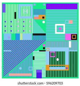 Vector Retro vintage memphis fashion style pattern. Illustration background Ideal for fabric design, paper print and website backdrop. Template background for holiday poster design.