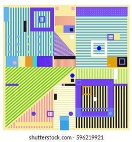 Vector Retro vintage memphis fashion style pattern. Illustration background Ideal for fabric design, paper print and website backdrop. Template background for holiday poster design.