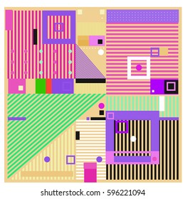 Vector Retro vintage memphis fashion style pattern. Illustration background Ideal for fabric design, paper print and website backdrop. Template background for holiday poster design.