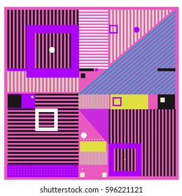 Vector Retro vintage memphis fashion style pattern. Illustration background Ideal for fabric design, paper print and website backdrop. Template background for holiday poster design.