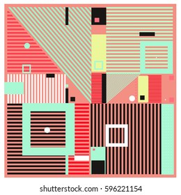 Vector Retro vintage memphis fashion style pattern. Illustration background Ideal for fabric design, paper print and website backdrop. Template background for holiday poster design.