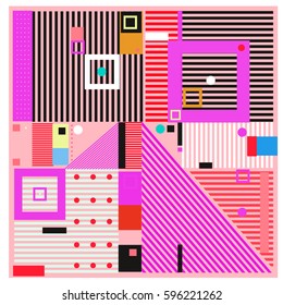 Vector Retro vintage memphis fashion style pattern. Illustration background Ideal for fabric design, paper print and website backdrop. Template background for holiday poster design.
