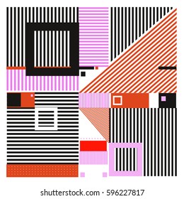 Vector Retro vintage memphis fashion style pattern. Illustration background Ideal for fabric design, paper print and website backdrop. Template background for holiday poster design.
