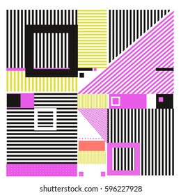 Vector Retro vintage memphis fashion style pattern. Illustration background Ideal for fabric design, paper print and website backdrop. Template background for holiday poster design.