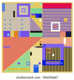 Vector Retro vintage memphis fashion style pattern. Illustration background Ideal for fabric design, paper print and website backdrop. Template background for holiday poster design.