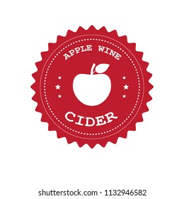 vector retro vintage old school red label logo of apple cider cyder isolated on white background