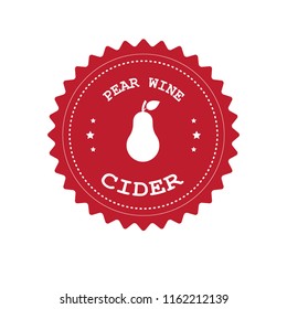 vector retro vintage old school red label logo of pear cider cyder isolated on white background