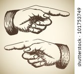 Vector retro Vintage pointing hand drawing