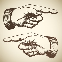Vector Retro Vintage Pointing Hand Drawing