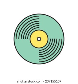 Vector retro  vinyl record icon outline. Eps10