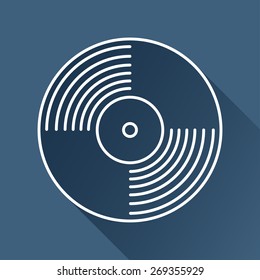 Vector retro  vinyl record icon outline. Eps10