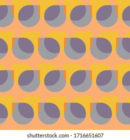 Vector Retro Water Drop Overlapping Pattern, Gray & Yellow