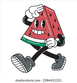 personaje de sandía retro vectorial con pose respetuosa