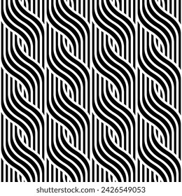 vector of retro wave seamless pattern, vintage wavy curve lines repeating patterns backdrop.
