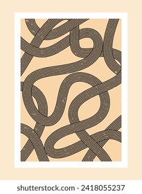 vector retro wavy lines for wall decoration