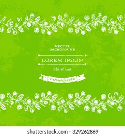 Vector retro weathered green grungy floral background
