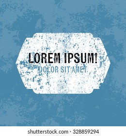 Vector retro weathered label over old blue grungy background