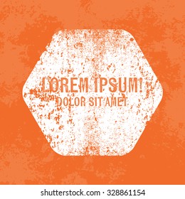 Vector retro weathered label over old orange grungy background