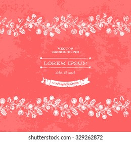 Vector retro weathered pink grungy floral background
