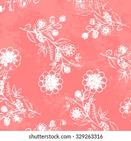 Vector retro weathered pink grungy floral background