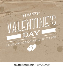 Vector retro weathered valentine's day poster