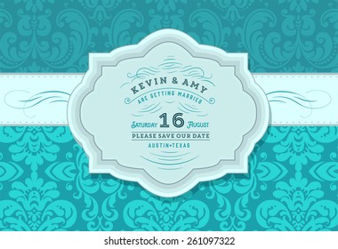 Vector. Retro wedding card