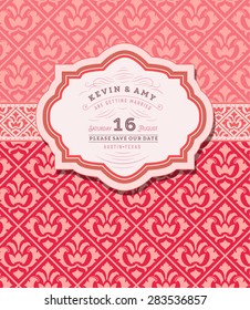 Vector. Tarjeta de matrimonio retro