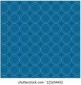 Vector retro white and blue seamless dotted circle background