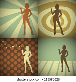 Vector Retro Women Silhouettes