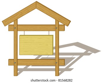 Vector, retro wood billboard, isolated on white background
