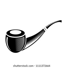 Vector Retro Wooden Smoking Pipe Isolated on White Background