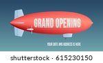 Vector retro zeppelin with grand opening advertising on it. Store opening soon design element for poster or banner