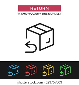 Vector return shipping icon. Premium quality graphic design. Modern signs, outline symbols collection, simple thin line icons set for websites, web design, mobile app, infographics