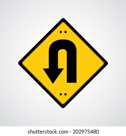  Vector return symbol yellow road sign  