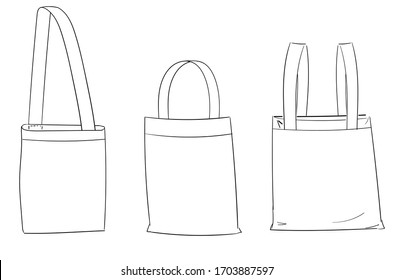 Vector reusable shopping tote bag. Illustration. 