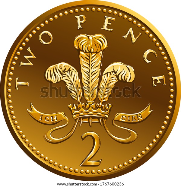 Vector Reverse British Gold Coin Two Stock Vector (Royalty Free ...