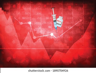 Vector : Reverse business graph with covid virus vaccine