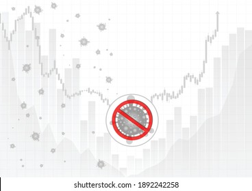 Vector : Reverse business graph with virus on white background