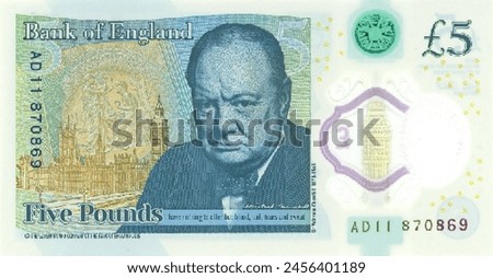 Vector reverse high polygonal pixel mosaic banknote of United Kingdom or England. Denominations of bill 5 pounds. Game money of flyer. Part 2