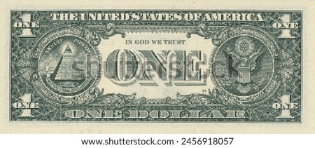 Vector reverse high polygonal pixel mosaic banknote of United States of America. Denominations of bill 1 dollar. Game money of flyer. Part 2