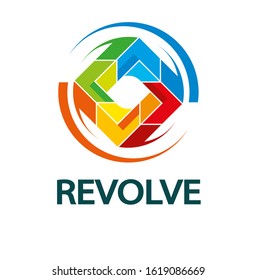 Vector revolve or rotating or spinning logo with modern colorful