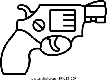 Vector Revolver Outline Icon Design
