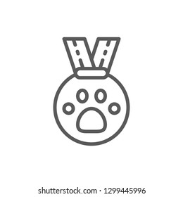 Vector reward for pet, medal from exhibition line icon. Symbol and sign illustration design. Isolated on white background