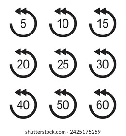 ilustración vectorial de símbolos de icono de rebobinado