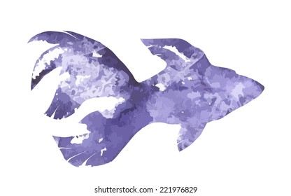 Vector RGB watercolor hand drawn fish, isolated