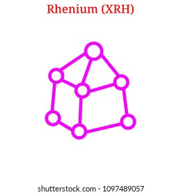 Vector Rhenium (XRH) digital cryptocurrency logo. Rhenium (XRH) icon. Vector illustration isolated on white background.